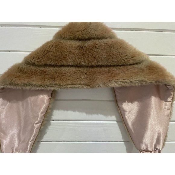 Women's Sinequanone Paris made in France Faux Fur Stole Shawl brown pink - Picture 2 of 7